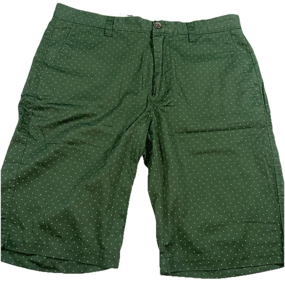 J Crew Chino Shorts Men's Size 32 Green With White Circle Accents Stretch‎